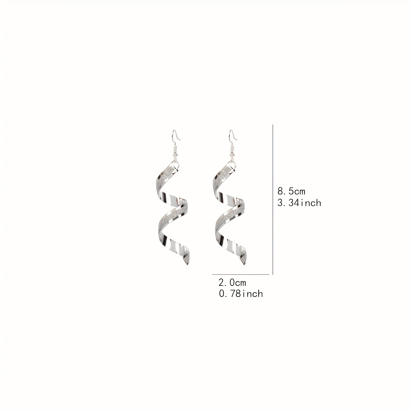 Spiral Wave Drop Earrings for Women in Silver Tone